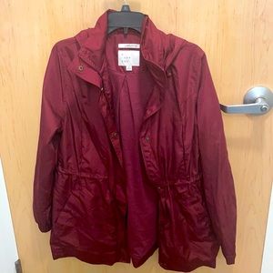 A new day Burgundy rain coat
